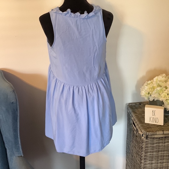 ENTRO Blue Sleeveless Tie Neck Tunic Top S - Picture 4 of 7